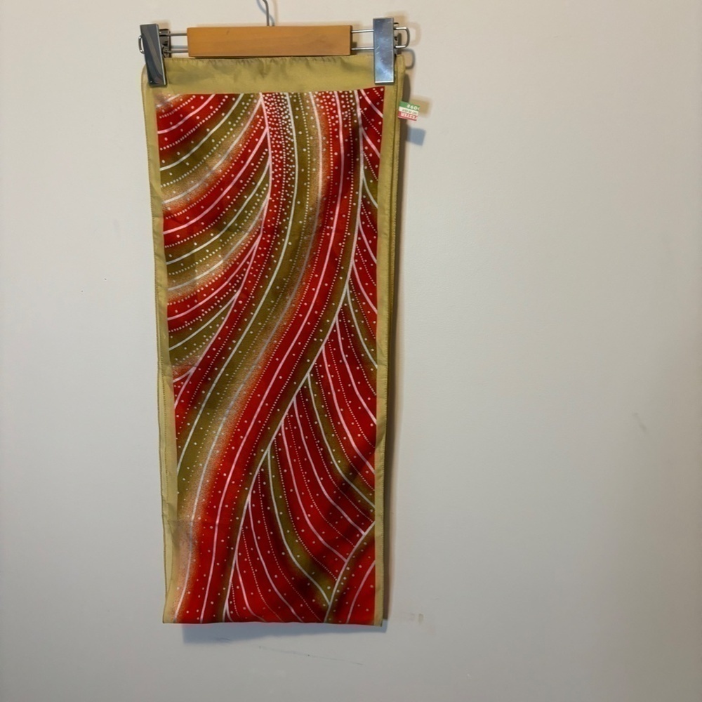 Vintage, Made in Italy, Red, Silver, Beige Scarf, Circa 1970s - Picture 2 of 6